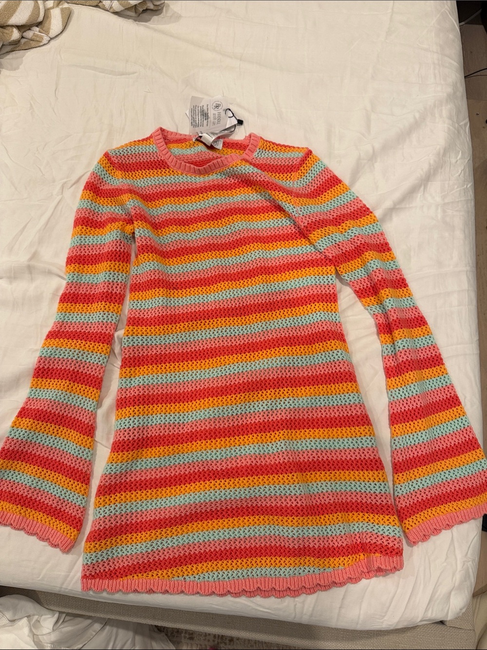 Beach Riot Coral, Yellow & Mint Striped Crochet Top - Picture 3 of 6